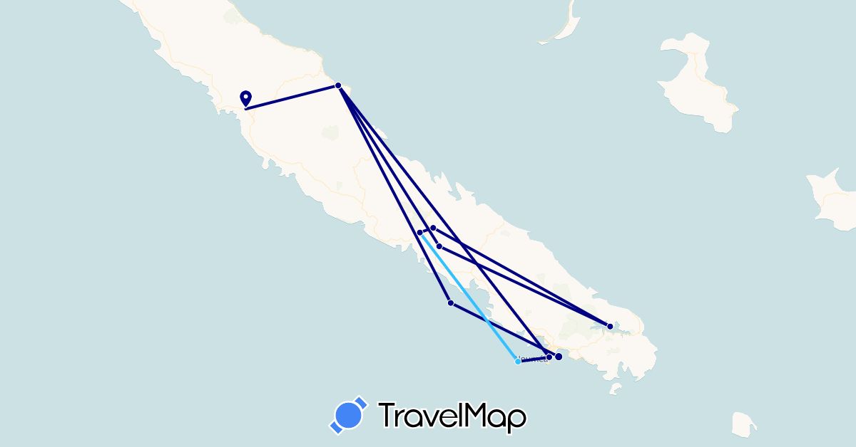 TravelMap itinerary: driving, boat in New Caledonia (Oceania)